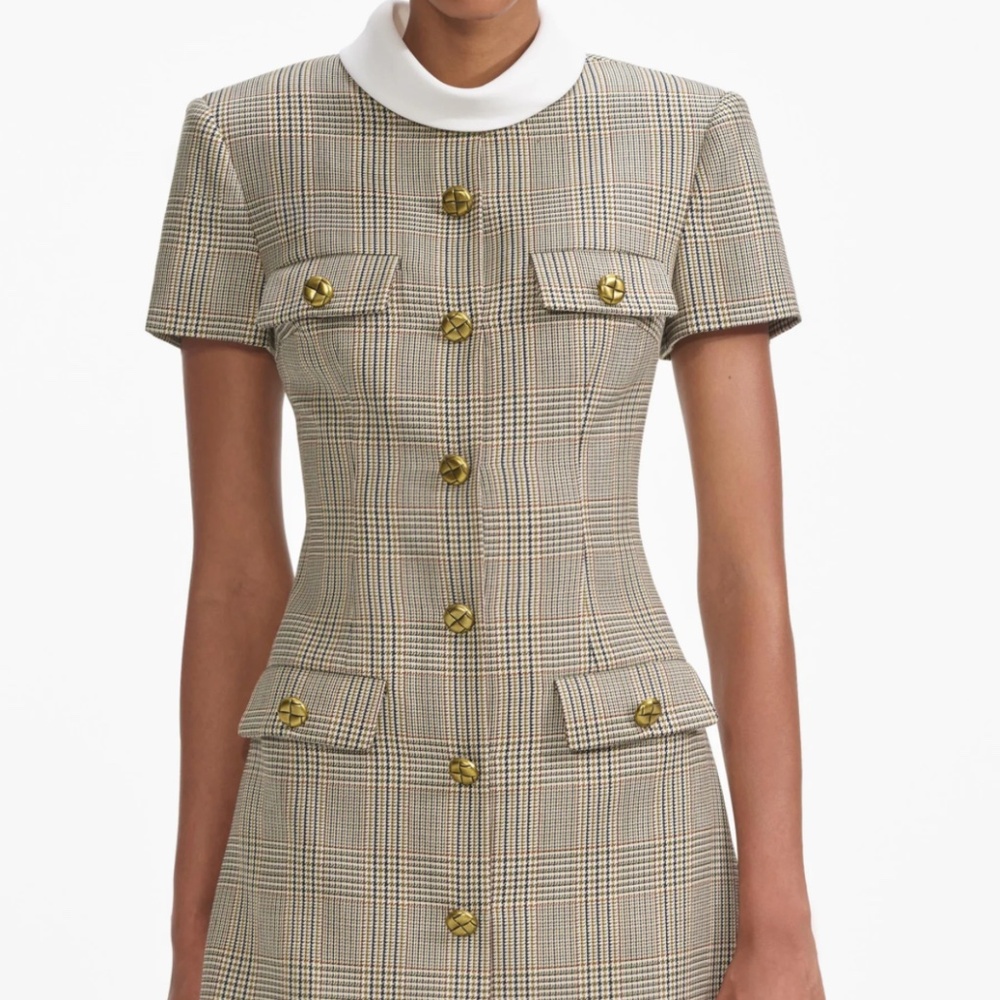 self-portrait Check Wool Mini Dress Size: US4 - MSRP $555 - NWT - Picture 4 of 10
